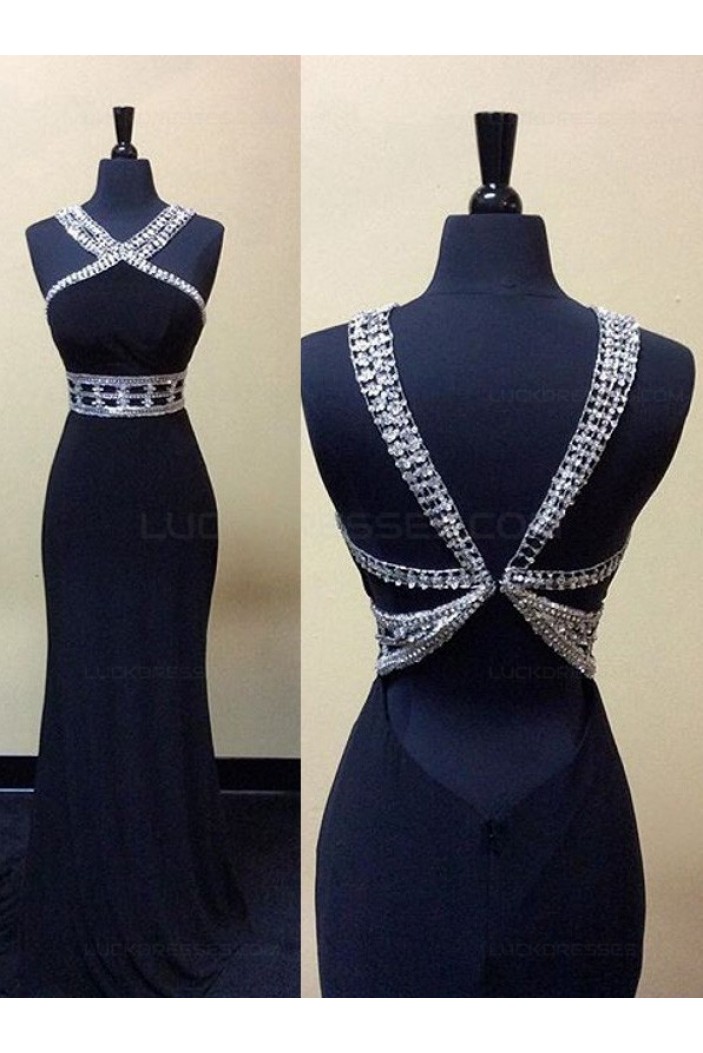 Sheath/Column Beaded Long Prom Dresses Evening Gowns 3020233