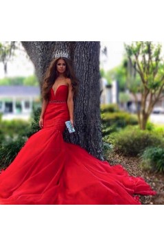 Mermaid Sweetheart Long Red Prom Dresses Party Evening Gowns 3020258