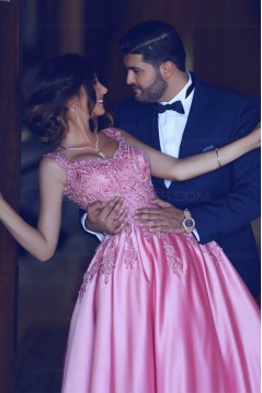 Ball Gown Lace Long Pink Prom Dresses Party Evening Gowns 3020260