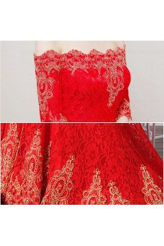 Mermaid Off-the-Shoulder Long Red Lace Prom Dresses Party Evening Gowns 3020283