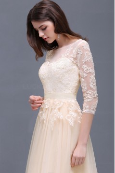 A-Line 3/4 Length Sleeve Lace Prom Dresses Party Evening Gowns 3020289