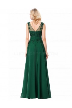 A-Line Illusion Neckline Lace Chiffon Prom Dresses Party Evening Gowns 3020294