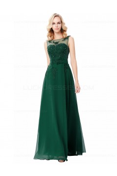 A-Line Illusion Neckline Lace Chiffon Prom Dresses Party Evening Gowns 3020294