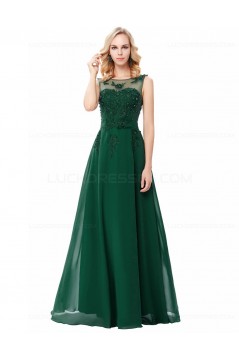 A-Line Illusion Neckline Lace Chiffon Prom Dresses Party Evening Gowns 3020294