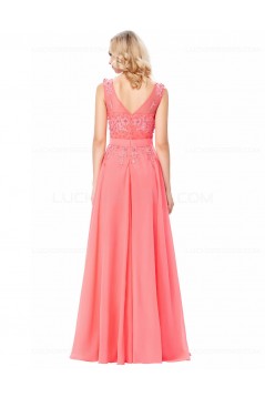 A-Line Illusion Neckline Lace Chiffon Prom Dresses Party Evening Gowns 3020294