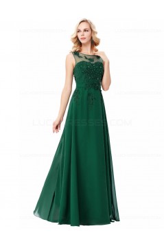 A-Line Illusion Neckline Lace Chiffon Prom Dresses Party Evening Gowns 3020294