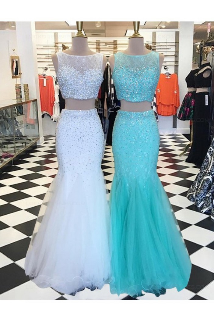 Two Pieces Mermaid Beaded Prom Dresses Party Evening Gowns 3020317