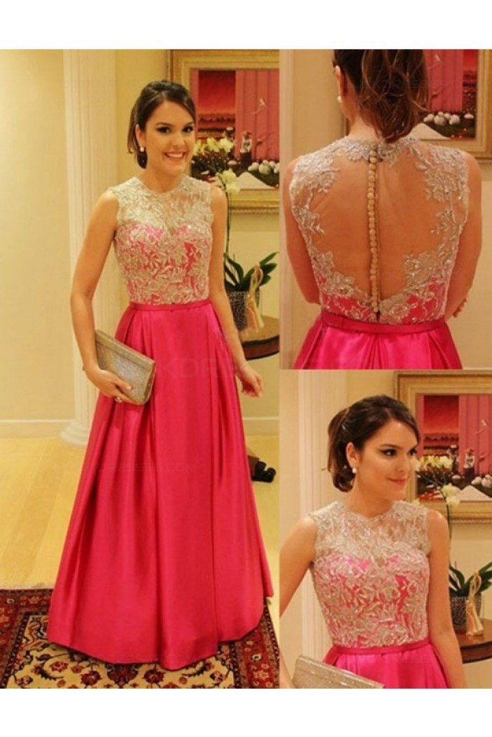 A-Line Jewel Neckline Prom Dresses Party Evening Gowns 3020330