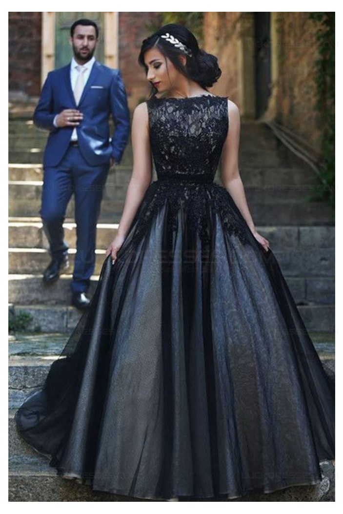 Long Black Lace Prom Dresses Party Evening Gowns 3020336