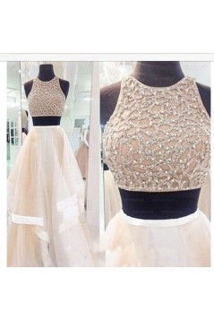 Two Pieces Beaded Sequins Prom Dresses Party Evening Gowns 3020364