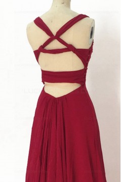 A-Line Long Red Chiffon Prom Dresses Party Evening Gowns 3020390