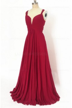 A-Line Long Red Chiffon Prom Dresses Party Evening Gowns 3020390