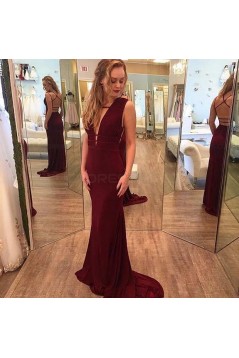 Sexy Long Burgundy Chiffon Prom Dresses Party Evening Gowns 3020412