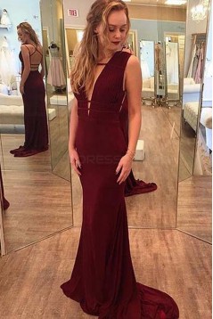 Sexy Long Burgundy Chiffon Prom Dresses Party Evening Gowns 3020412