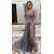 Sexy Beaded Two Pieces V-Neck Silver Prom Dresses Party Evening Gowns with Slit 3020421