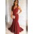 Mermaid V-Neck Burgundy Long Prom Dresses Party Evening Gowns 3020424