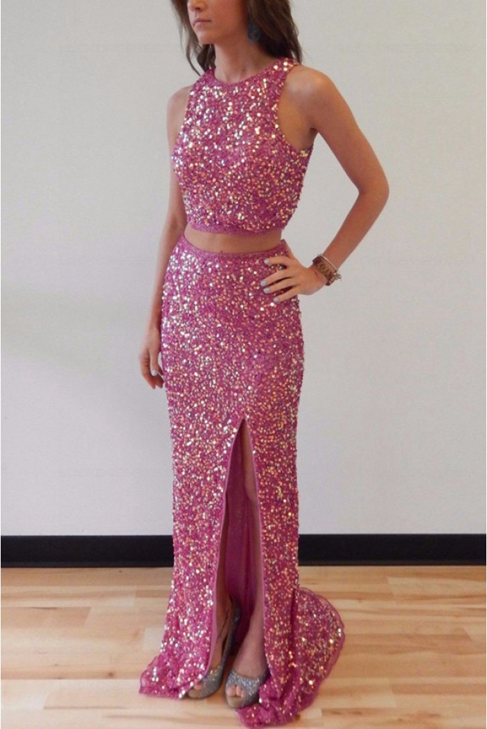 Sparkly Two Pieces Long Prom Dresses Party Evening Gowns 3020453