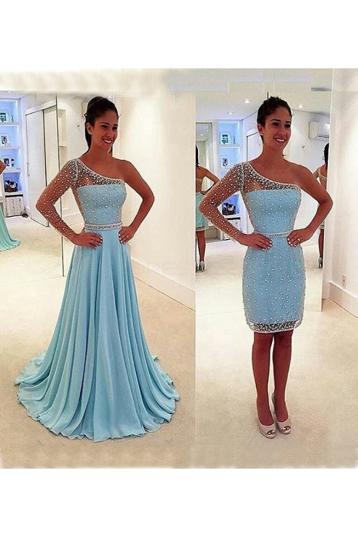 A-Line Beaded One Sleeve Prom Dresses Party Evening Gowns 3020458