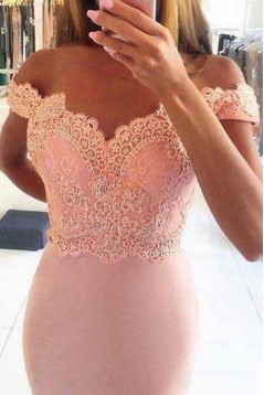 Mermaid Off-the-Shoulder Lace Long Pink Prom Dresses Party Evening Gowns 3020486