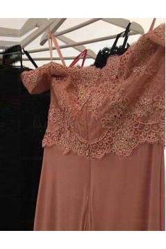 Mermaid Off-the-Shoulder Lace Long Pink Prom Dresses Party Evening Gowns 3020486