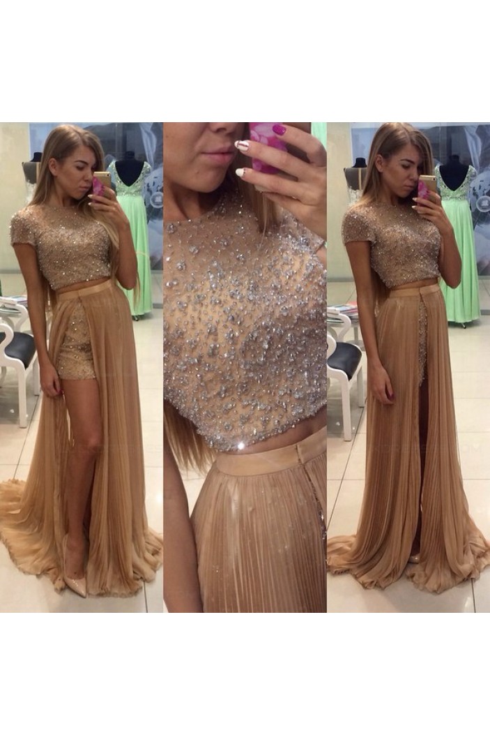 Beaded Two Pieces Long Prom Dresses Party Evening Gowns 3020502