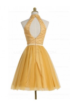 Short Yellow Homecoming Cocktail Prom Dresses 3020524