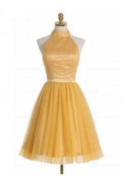 Short Yellow Homecoming Cocktail Prom Dresses 3020524