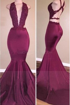 Sexy Deep-V-Neck Cross-Back Mermaid Long Prom Evening Dresses 3020577