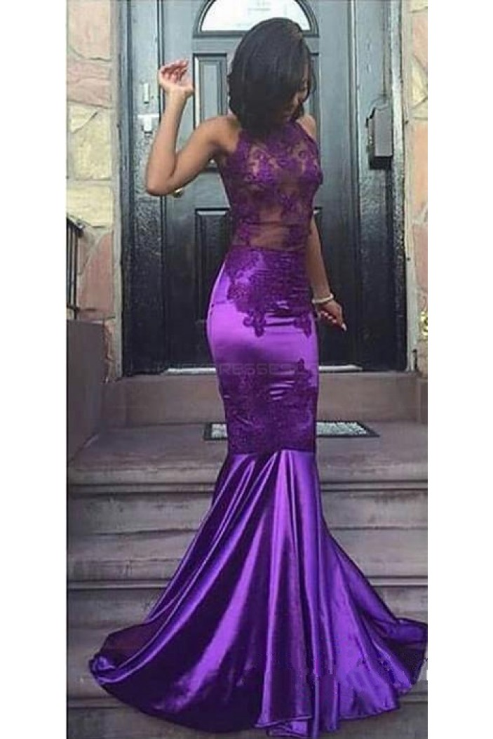 Long Purple Mermaid Lace Prom Evening Party Dresses 3020598 9174