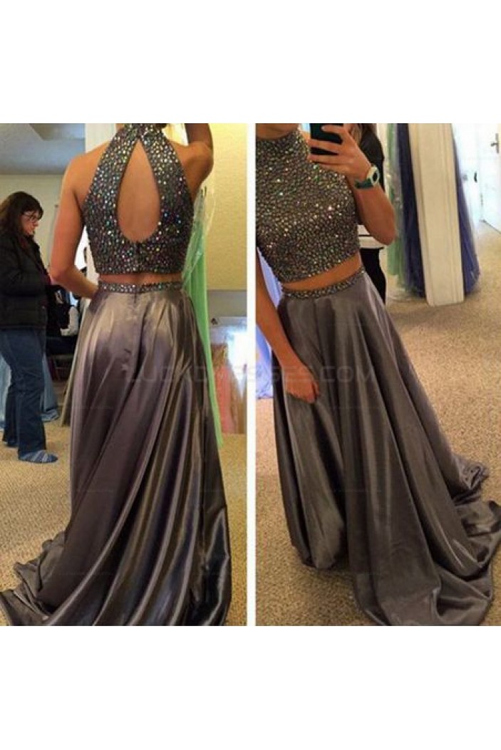Beaded Two Pieces Long Prom Evening Party Dresses 3020612