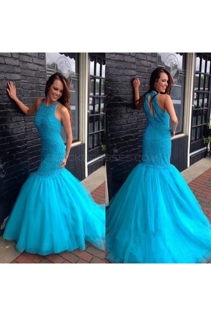 Mermaid Long Blue Prom Evening Party Dresses 3020614