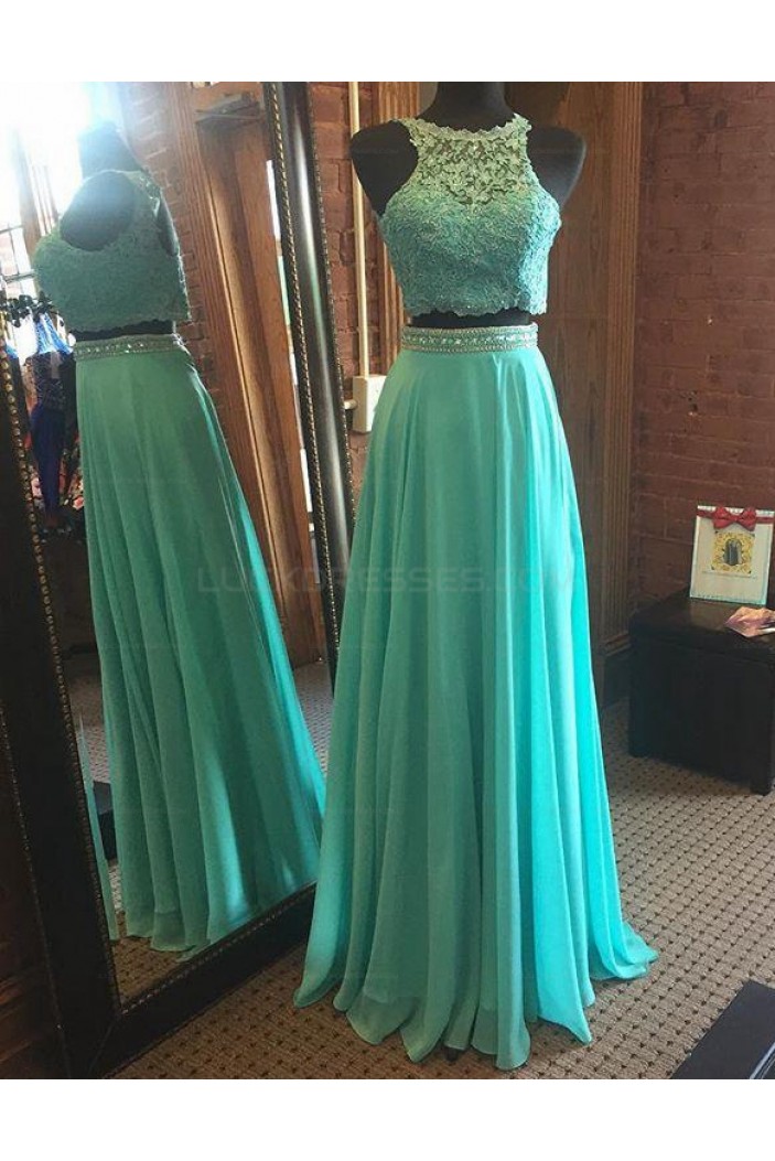 Beaded Lace Chiffon Two Pieces Prom Evening Party Dresses 3020674