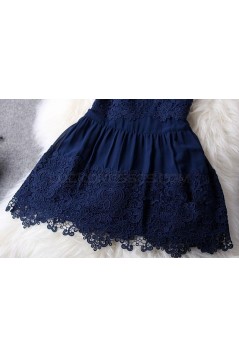 Short Navy Blue Lace Prom Evening Formal Dresses 3020728