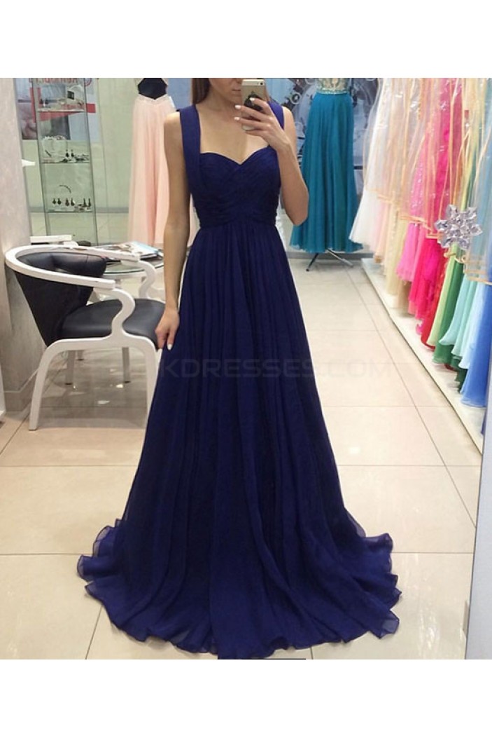 Long Blue Chiffon Prom Dresses Party Evening Gowns 3020751