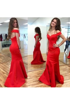 Mermaid Long Red Off-the-Shoulder Prom Formal Evening Party Dresses 3020769