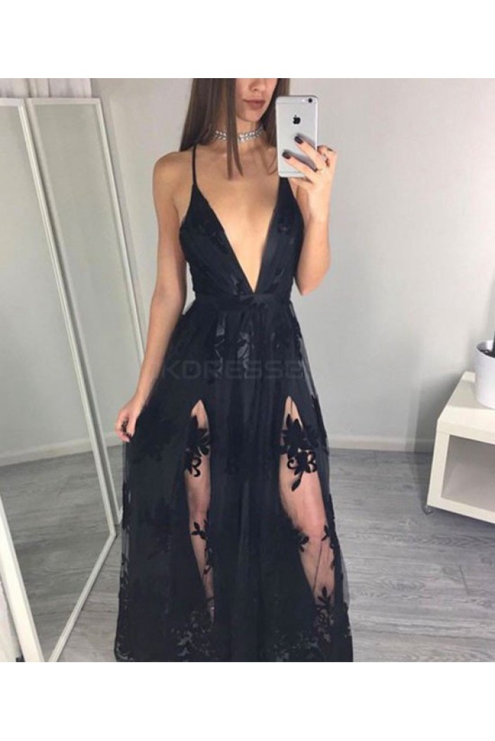 Sexy Deep V-Neck Long Lace Prom Formal Evening Party Dresses 3020787