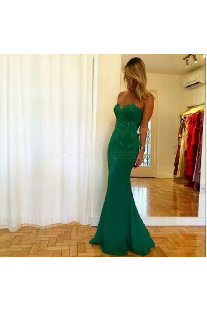 Mermaid Long Green Lace Prom Formal Evening Party Dresses 3020805