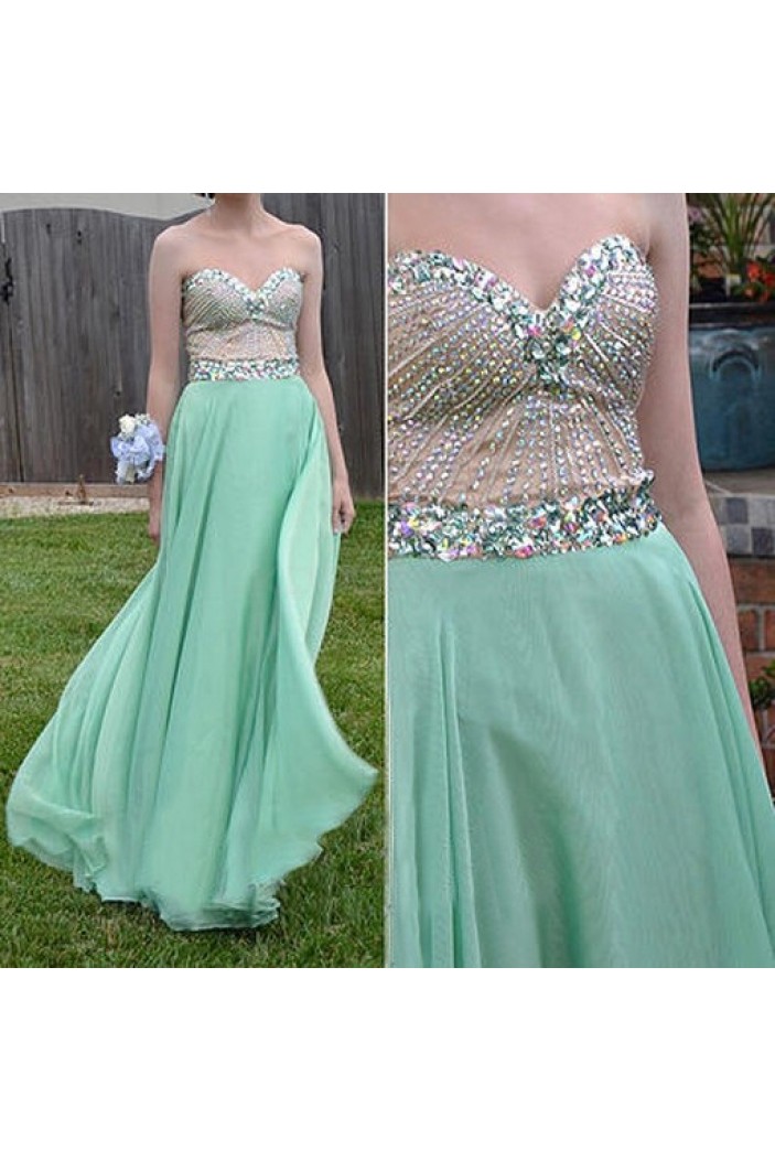 Beaded Sweetheart Long Chiffon Prom Formal Evening Party Dresses 3020877