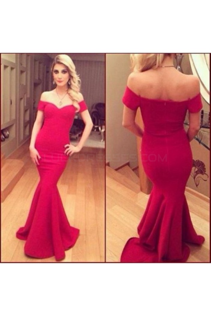 Mermaid Off-the-Shoulder Long Red Prom Formal Evening Party Dresses 3020879