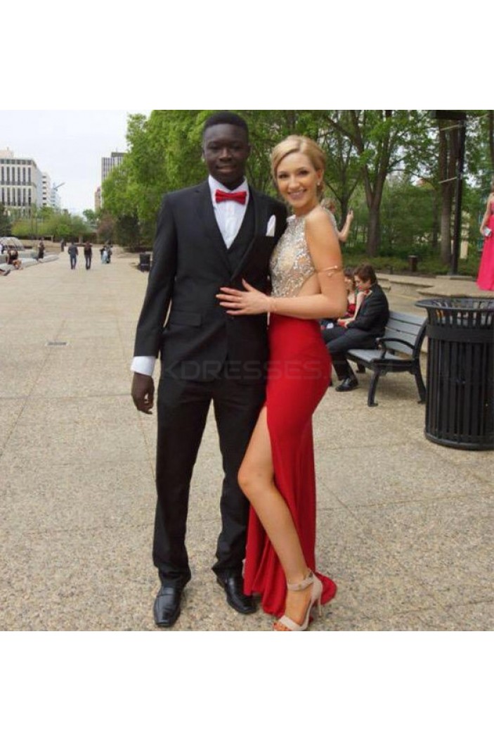 Beaded Long Red Prom Formal Evening Party Dresses 3020884