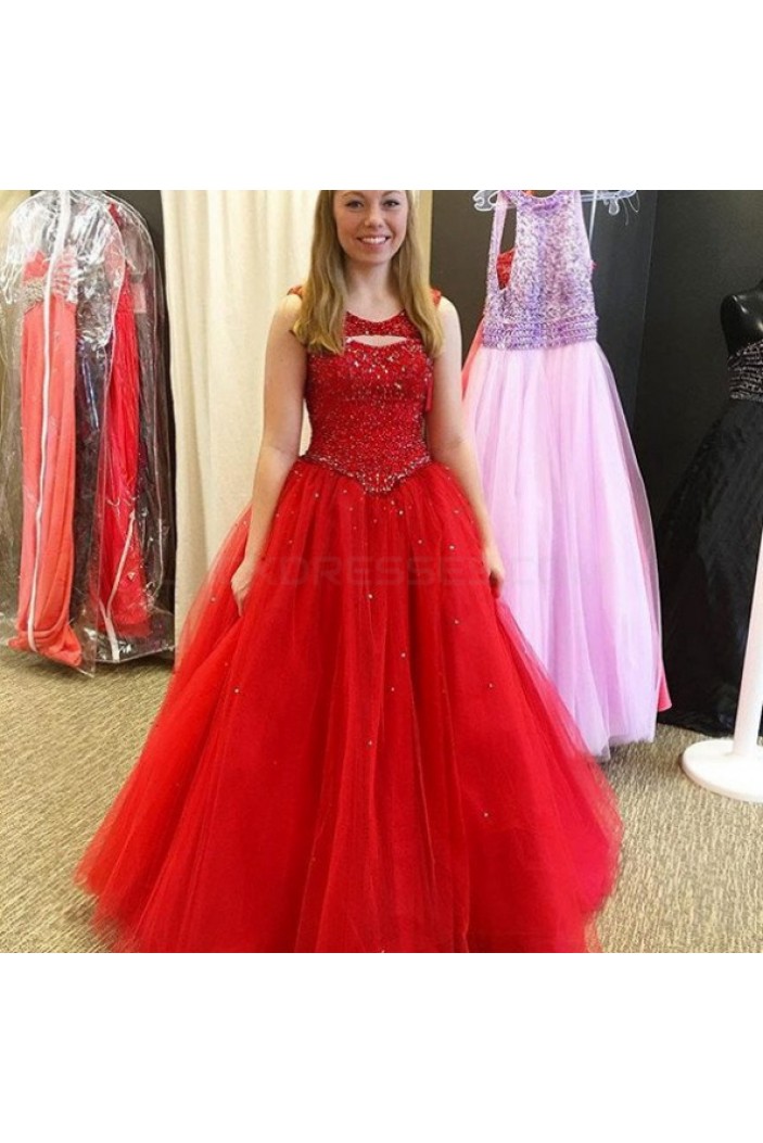 Beaded Long Red Ball Gown Prom Formal Evening Party Dresses 3020899