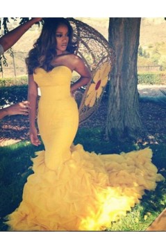 Mermaid Long Yellow Prom Formal Evening Party Dresses 3020911