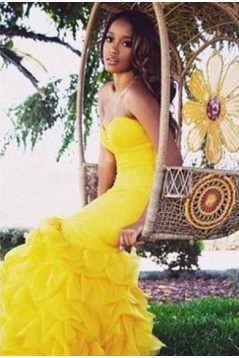 Mermaid Long Yellow Prom Formal Evening Party Dresses 3020911