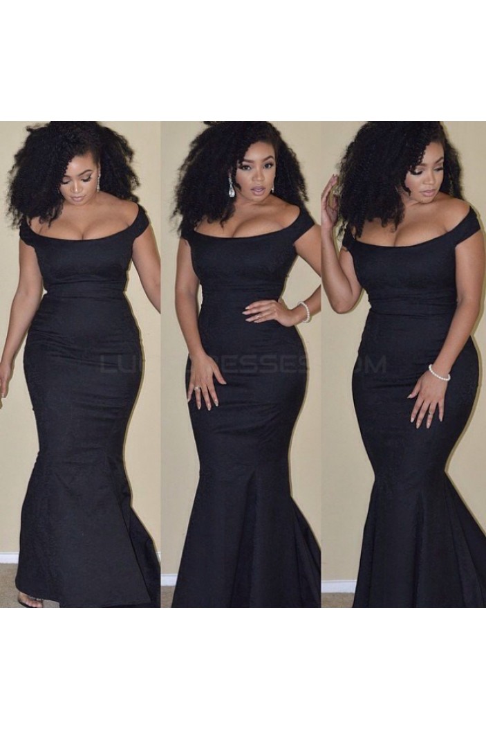 Mermaid Off-the-Shoulder Long Black Prom Formal Evening Party Dresses 3020925