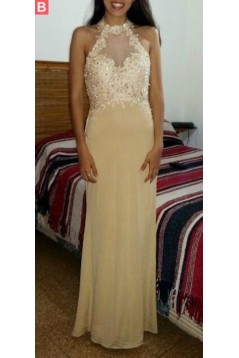 Sheath Beaded Lace Appliques Long Prom Formal Evening Party Dresses 3020946