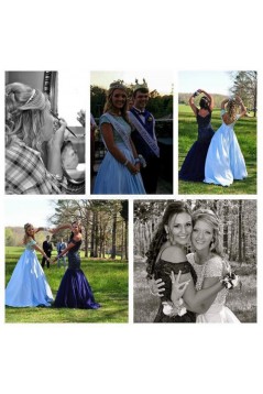 Beaded Long Blue Prom Formal Evening Party Dresses 3020984