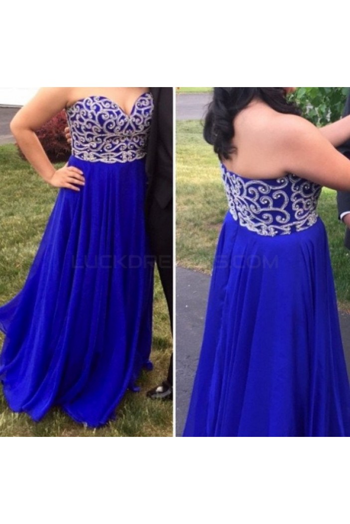 Long Chiffon Royal Blue Sweetheart Plus Size Prom Formal Evening Party Dresses 3020987