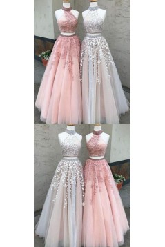 Latest Two Pieces Prom Dresses Beaded Lace Evening Gowns 601003