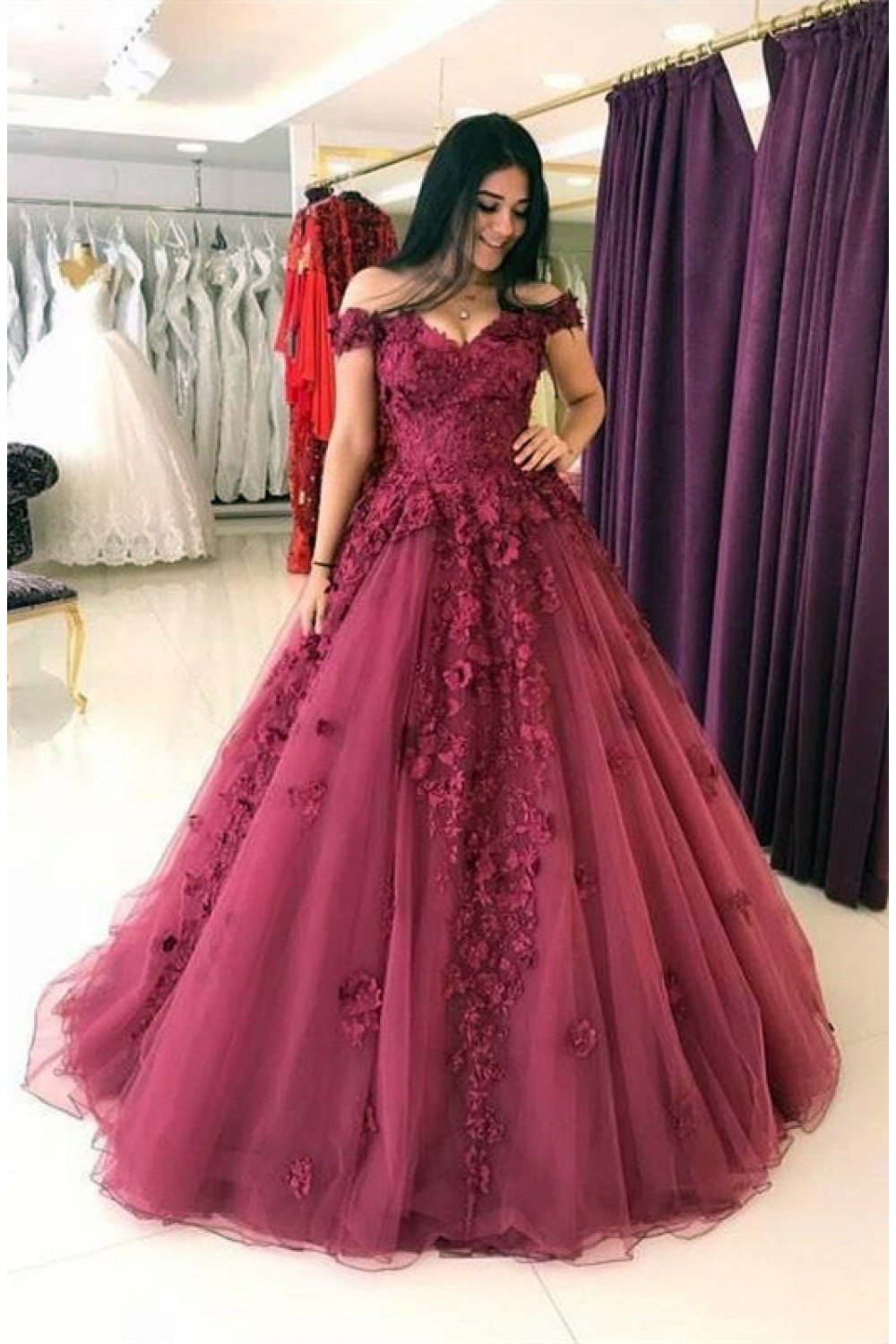 prom dress with skirt attached