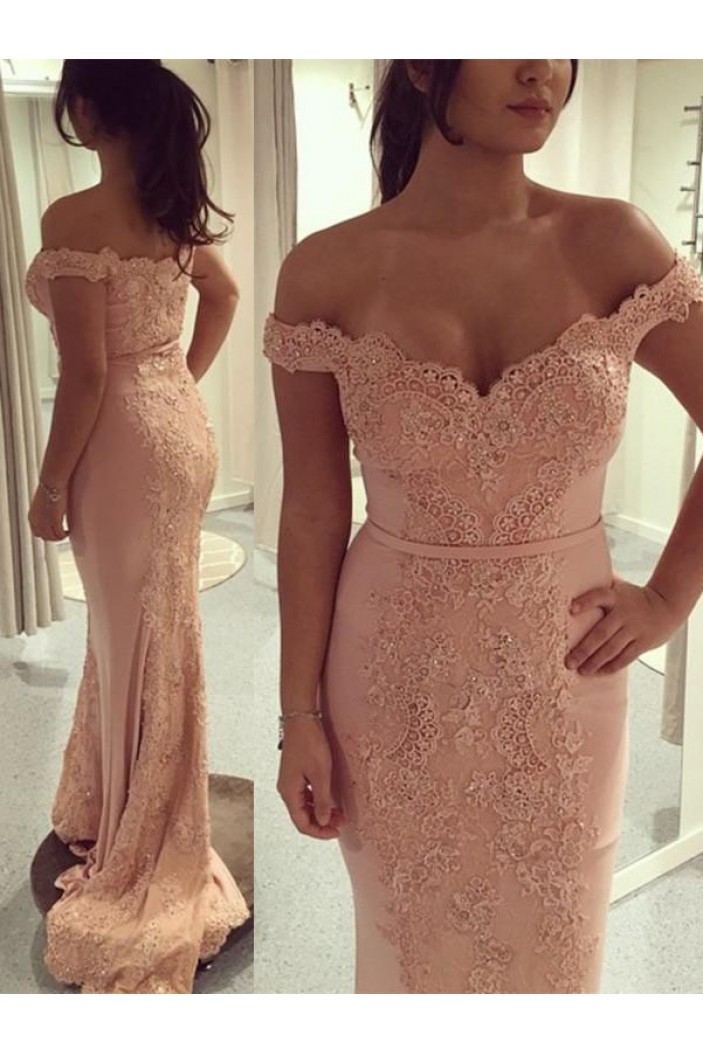 Mermaid Off-the-Shoulder Lace Long Prom Dresses Formal Evening Dresses 601070